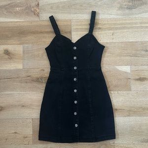 Forever 21 Black Denim Jean Button Down Tank Mini Dress S NWT